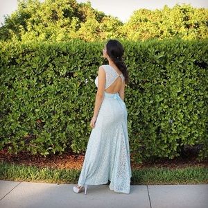 Backless Lace Prom Dress